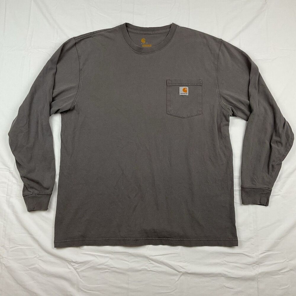 Carhartt Long Sleeve Pocket T Shirt‎ XL Gray Workwear Heavyweight Original Fit